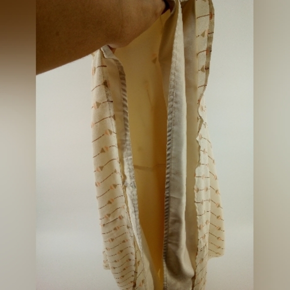 $168 Lucky Brand 100% Silk Geometric Print Maxi Dress L Boho Neutral - Picture 7 of 11